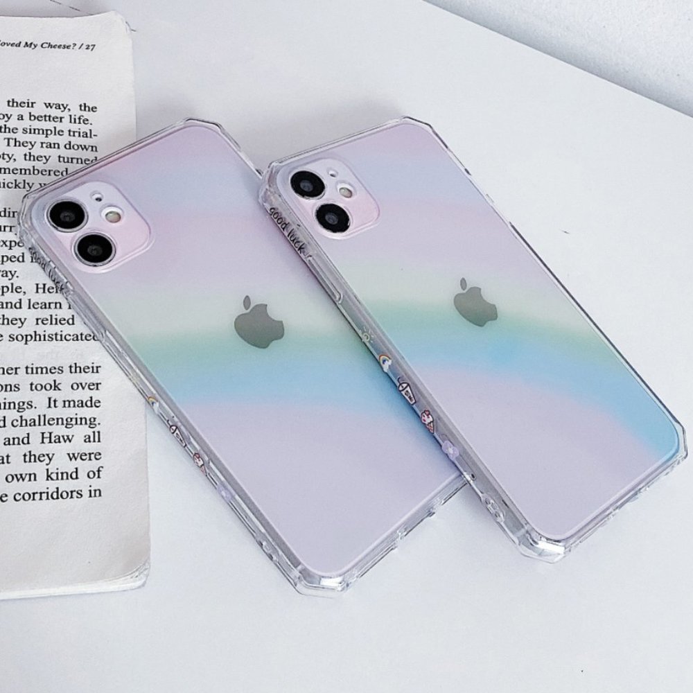 NEW iPhone 13/12/11/Pro/Max Rainbow Clear Square iphone case - Picture 2 of 7